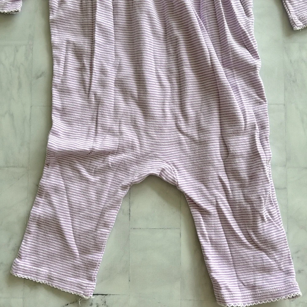 Ralph Lauren Baby Girls Purple Stripe Wrap Front Coverall (9M)